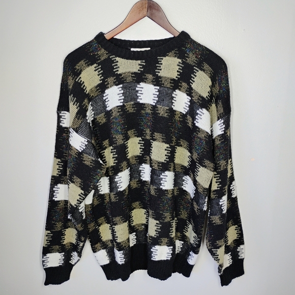 Vintage Protege Knit Crewneck Grandpa Sweater Geometric Men's Size Large - Picture 1 of 12